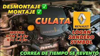 Como Cambiar Empaque Culata de Renault Logan 16 8v  MOTOR K7M [upl. by Dnomsad217]