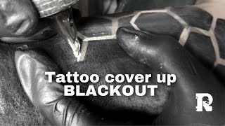 Tattoo cover up Blackout geometric tattoo [upl. by Elyak]