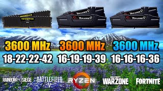 3600MHz 18222242 vs 3600MHz 16191939 vs 3600MHz 16161636 with 3900X  RAM Comparison Test [upl. by Aronos]