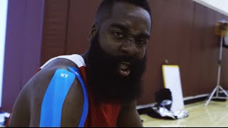 James Harden Tapes for Shoulder Support with KT TAPE [upl. by Enitsirt605]