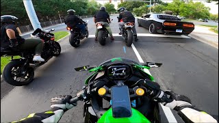 Tuned ZX4RR chasing 1000cc bikes [upl. by Daile162]