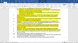 Grade 11 Accounting Bank Reconciliation Question [upl. by Nyral985]