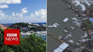 Hurricane Irma St Martin before and after  BBC News [upl. by Norramic]