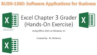 Excel Chapter 3 Grader Handson Exercise [upl. by Urbannal]