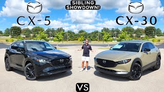 SIBLING RIVALS  2024 Mazda CX5 vs 2024 Mazda CX30 Comparison [upl. by Stafford376]