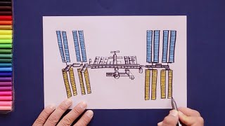 How to draw International Space Station ISS [upl. by Anatola]