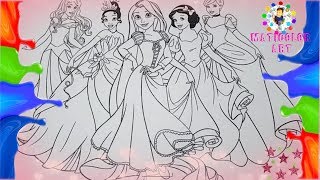 COMO PINTAR LAS PRINCESAS DE DISNEY  COLORING DISNEY PRINCESSES  MATICOLOR [upl. by Lyrrehs]