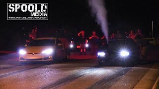 3200 Race  Gutted Tesla P100D vs Nitrous Foxbody Mustang [upl. by Adnolehs]