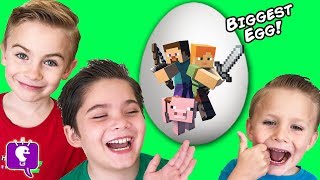 Giant MINECRAFT Adventure Egg with HobbyKidsTV [upl. by Esenahs499]