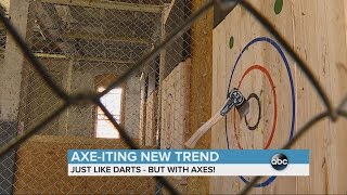 Axe Throwing A New Trend  ABC News [upl. by Neiht]