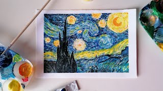 STARRY NIGHT  NOTTE STELLATA by Van Gogh  speed drawing [upl. by Flavio]