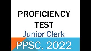 PPSC Junior Clerk Proficiency Test [upl. by Aerua640]