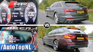 AUDI S6 QUATTRO 2020 vs 2020 BMW M550d xDrive  0230kmh DRAG RACE amp POV by AutoTopNL [upl. by Yelroc122]