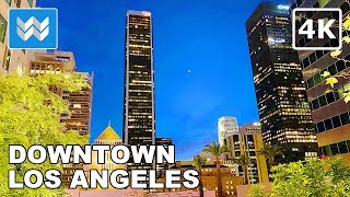 4K Downtown Los Angeles at Night  Walking Tour amp Travel Guide 🎧 Binaural City Sound [upl. by Enilav461]