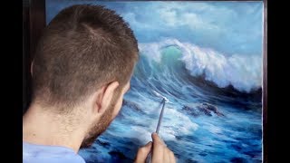 Acrylic Seascape Painting  Windy Crashing Wave [upl. by Nanam]