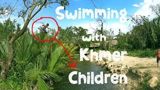 😇 Khmer Village Children Invited Me to Swim 🇰🇭  Cambodia Solo Travel  Kampot Travel Vlog Ep 13 [upl. by Orlantha]