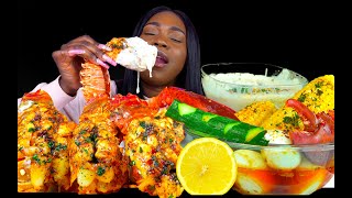 SEAFOOD BOIL MUKBANG LOBSTER TAIL MUKBANG SEAFOOD ALFREDO  CHEESE SAUCE MUKBANG [upl. by Lleuqar868]