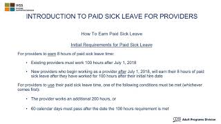 Introduction to Paid Sick Leave for Providers [upl. by Otte186]