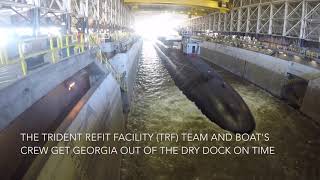 USS Georgia SSGN 729 undocks from Trident Refit Facility [upl. by Traver]