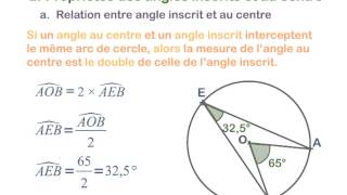 Mathématiques  Angles inscrits et angles au centre [upl. by Coumas199]