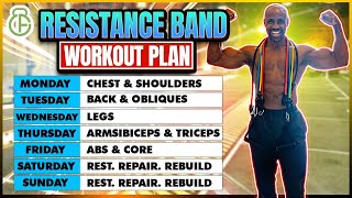 FULL WEEK WORKOUT PLAN AT HOME WITH RESISTANCE BAND  FITBEAST [upl. by Mylan]