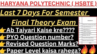 Hsbte Semester Exam Update Haryana Polytechnic Semester Exam Preparation [upl. by Tai100]