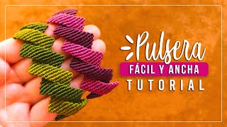 Cómo hacer pulsera de hilo fácil y ancha 14✨ Paso a Paso  DIY Macrame Friendship Bracelet [upl. by Atiken]