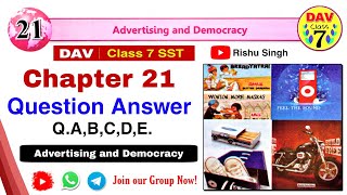 🛒Advertising and Democracy  Dav Class 7 Sst Chapter 21 Question Answer  QABCDE  Rishu Singh [upl. by Ennasor]