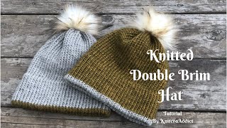 Knitted Double brim Hat  written pattern amp Tutorial [upl. by Rihaz]