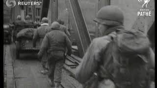 US Army troops cross Remagen Bridge 1945 [upl. by Aisile]