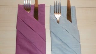 Napkin Folding  Silverware Pouch Paper Towel Folding Tutorial [upl. by Suelo]