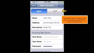 iPhone How to Setup a POP Email Account [upl. by Kinata]