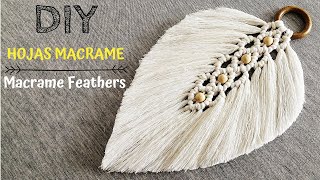 DIY como hacer HOJAS o PLUMAS en MACRAME  DIY Macrame FeathersLeaf [upl. by Goldner565]