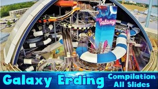 ALL BIG INDOOR WATER SLIDES at Galaxy Erding Compilation [upl. by Eatnohs664]