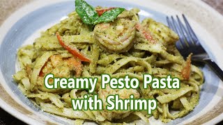 Creamy Pesto Pasta with Shrimp  Pesto Pasta Recipe [upl. by Mariel]