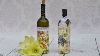 Decoupage krok po kroku  butelka na wino [upl. by Annahsed883]