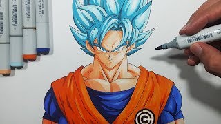 How To Draw Goku Super Saiyan Blue  Step By Step Tutorial [upl. by Nwahsit943]