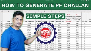 How to generate PF ECR TEXT file in excel  PF Challan [upl. by Oilla]