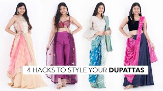 4 Dupatta Hacks To Transform Your Indianwear  Lehenga Dupattas Silk Dupattas [upl. by Michail]