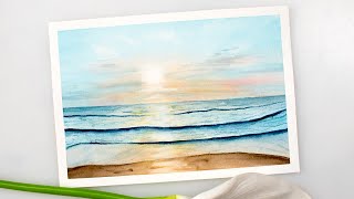 Watercolor SEASCAPE painting  step by step tutorial [upl. by Ahsekat]