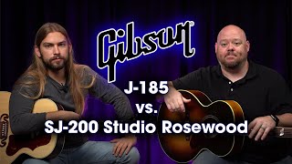 Gibson SJ200 Studio vs J185  A Clash of the Jumbos [upl. by Ahsimed]