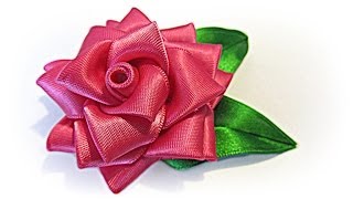 Como hacer una Rosa de cinta Ribbon rose [upl. by Antoinetta]