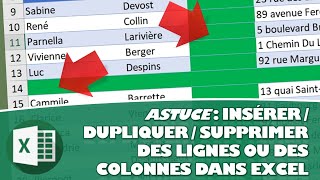 COMMENT INSÉRER  DUPLIQUER  SUPPRIMER DES LIGNES ET DES COLONNES DANS EXCEL [upl. by Monjan107]