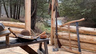 Raising and Notching the Logs  LOG CABIN BUILD  PIONEER LIFE CIRCA 1700s [upl. by Nihahs592]