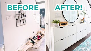 Small Entryway Makeover with IKEA hack for TONS of hallway storage  The DIY Mommy [upl. by Eelyrehc]