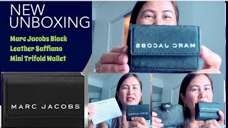 Marc Jacobs Black Saffiano Leather Mini Trifold Wallet  unboxing [upl. by Aneekat116]