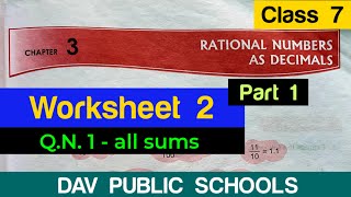 DAV class 7 maths chapter 3 worksheet 2 QN 1  All sums [upl. by Naivad]