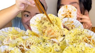 GIANT CHEESY SCALLOPS MUKBANG [upl. by Noell]