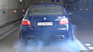 BMW M5 E60 with Eisenmann Race Exhaust INSANE Launches amp Burnouts [upl. by Anelahs]