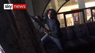 Boy films frenzied Islamic State fighters in Mosul [upl. by Munmro919]